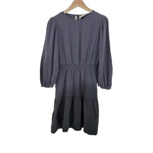 Universal Thread Women's Tie-Dye Ombré Puff Sleeve Tiered Dress Blue Size S Boho